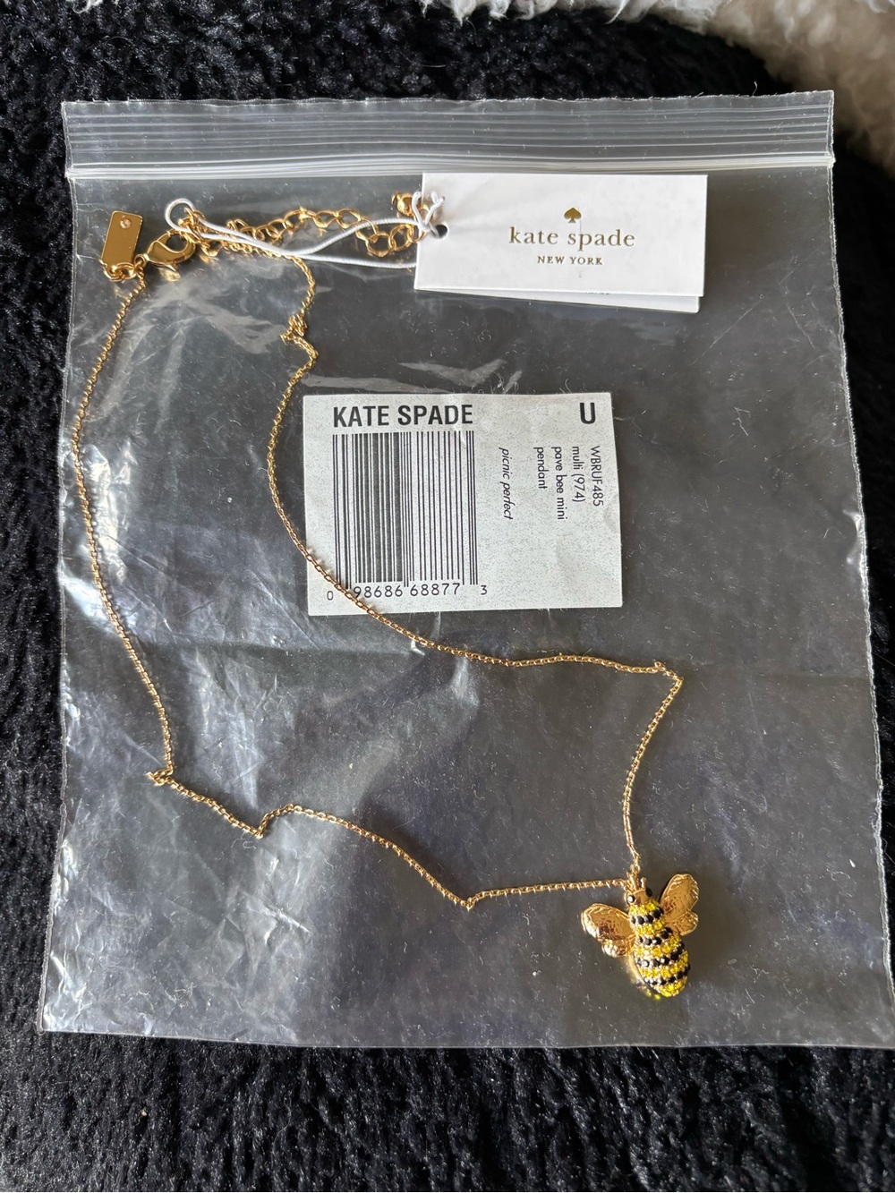 kate spade Gold-tone Bee Pendant Necklace with Yellow and Black Enamel